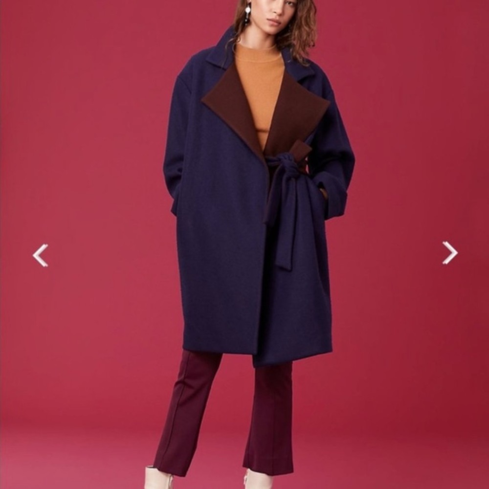 DVF Belted Wool Blend Oversized Wrap Coat